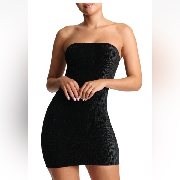 NAKED WARDROBE TEXTURE PLUSH VELVET TUBE DRESS BURGUNDY/WINE  BODYCON BURNOUT - Picture 5 of 14